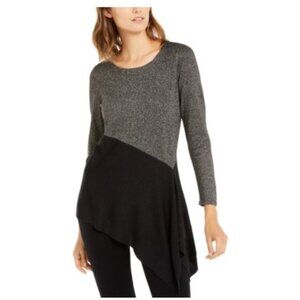 Alfani Asymmetrical Colorblocked Shimmer Top